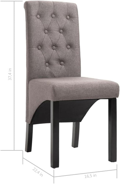 Taupe Fabric Dining Chairs Set of 2 with Rubber Wood Frame - Soft Upholstered Modern Farmhouse Kitchen Chairs for Dining Room, Living Room