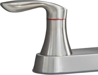 Friho Kitchen Faucet with Side Sprayer, Brushed Nickel Stainless Steel Kitchen Faucets with Supply Line, 3 or 4 Hole 2 Handle Kitchen Sink Faucet for RV Laundry Utility Bar