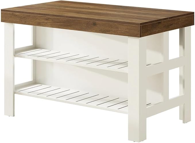 Generous Storage Kitchen Island with Eat-in Counter Height Design - Farmhouse Charm Bar Table for Living Rooms, Dining Areas - Easy Assembly