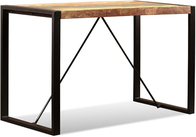 Reclaimed Wood Dining Table 47.2 inch Rectangular Multicolor Industrial Style Kitchen Table Small Dining Room Table for Gatherings up to 4 People