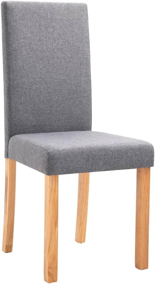 Set of 4 Light Gray Fabric Rubber Wood Dining Chairs Contemporary Ergonomic Design for Dining Room Kitchen Living Room