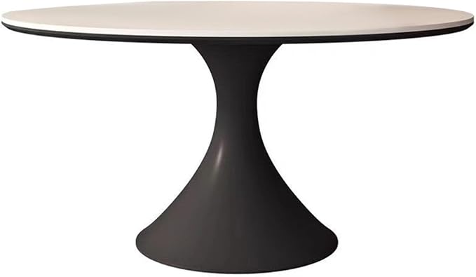 Mid-Century Modern Dining Table, Round Dining Table with Rock Board Tabletop, Kitchen Table, Metal Pedestal Base Kitchen Table for Kitchen,Dining Room,Negotiation Room,Cafe,Large