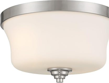 Minka Lavery 4927-84 Shyloh Flush Mount, 2-Light, 120 Total Watts, 13.75-in H x 7.75-in W, Brushed Nickel