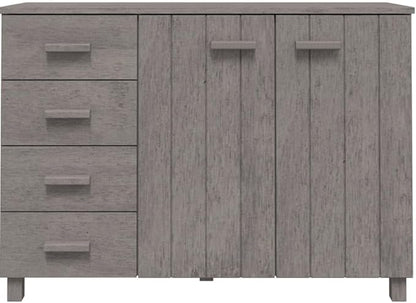 Light Grey Sideboard Buffet Cabinet, 44.5" Wide Solid Pine & MDF Storage Console with 2 Doors 4 Drawers, Modern Coffee Bar Liquor Cabinet for Dining Room Living Room Kitchen