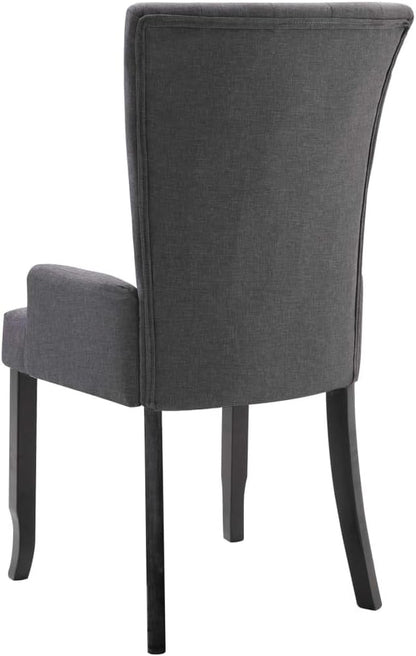 Dark Gray Dining Chairs Set of 4, Polyester Upholstered Modern Farmhouse with Solid Oak Frame, 21.3"x22"x41.7"