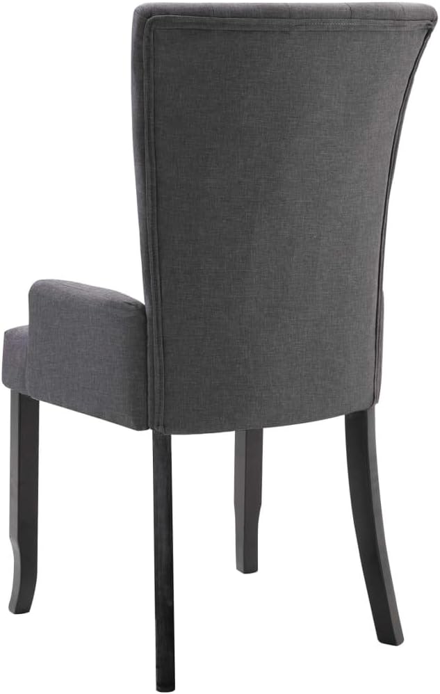 Dark Gray Fabric Dining Chairs with Armrests 4 pcs, Oak Wood Frame Modern Farmhouse Kitchen Chairs, Comfortable Upholstered Seating for Dining Room