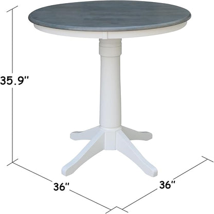 IC INTERNATIONAL CONCEPTS 36" Round Solid Wood Gray Table-Counter Height