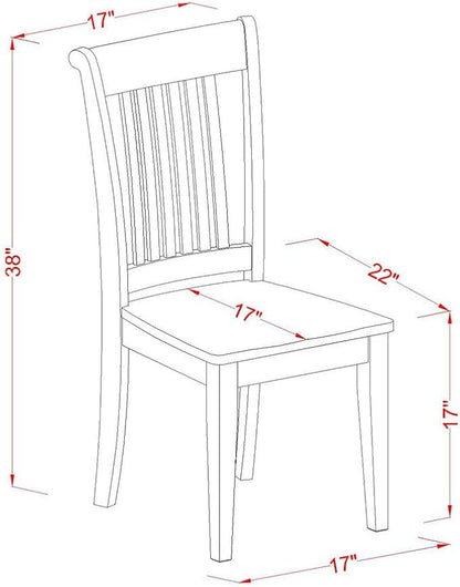 East West Furniture POC-SBR-W Portland Dining Room Chairs - Slat Back Wood Seat Chairs, Set of 2, Saddle Brown