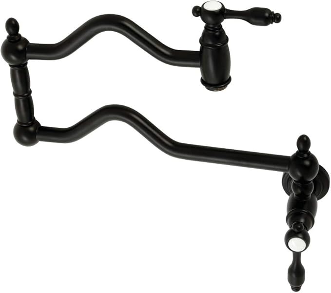 Kingston Brass KS2100TAL Tudor Wall Mount Pot Filler, Matte Black