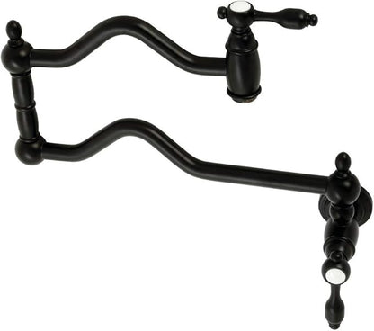 Kingston Brass KS2100TAL Tudor Wall Mount Pot Filler, Matte Black