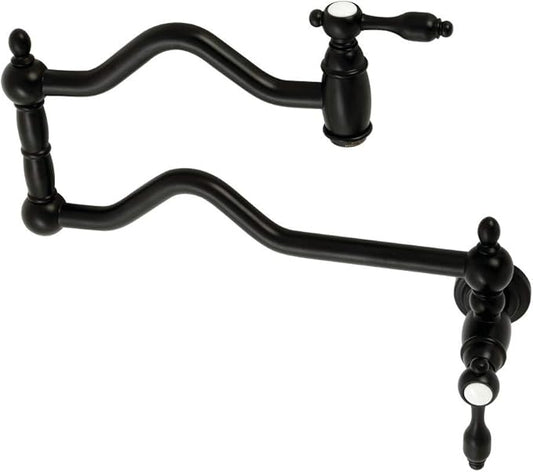 Kingston Brass KS2100TAL Tudor Wall Mount Pot Filler, Matte Black