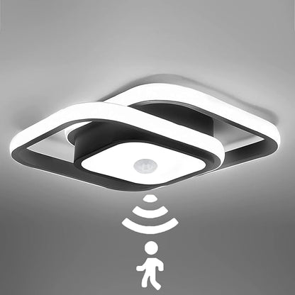 Motion Sensor LED Ceiling Light Indoor, 36W Cool White Mount Motion Activated Light Fixture Modern Flush Mount Ceiling lamp for Closet Laundry Bathroom Hallway Stair Porch Basement. (Square)