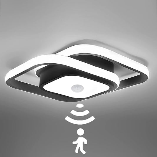 Motion Sensor LED Ceiling Light Indoor, 36W Cool White Mount Motion Activated Light Fixture Modern Flush Mount Ceiling lamp for Closet Laundry Bathroom Hallway Stair Porch Basement. (Square)