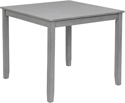 34" Solid Wood Construction Dining Table, Island Table with Spacious Square Top, Rustic Dining Tables with Sturdy Tapered Legs for Small Kitchen & Family Gatherings, Gray