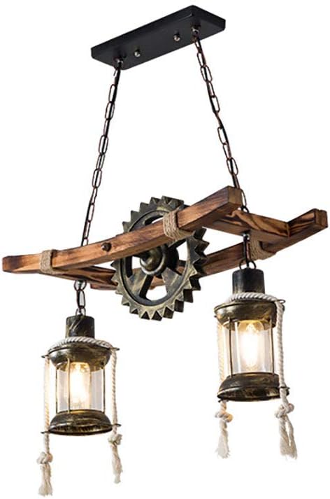 Eapmic 2-Head Retro Industrial Chandelier Gear Shape Farmhouse Pendant Light,Unique Creative Personality Vintage Ceiling Island Light (Style 1)
