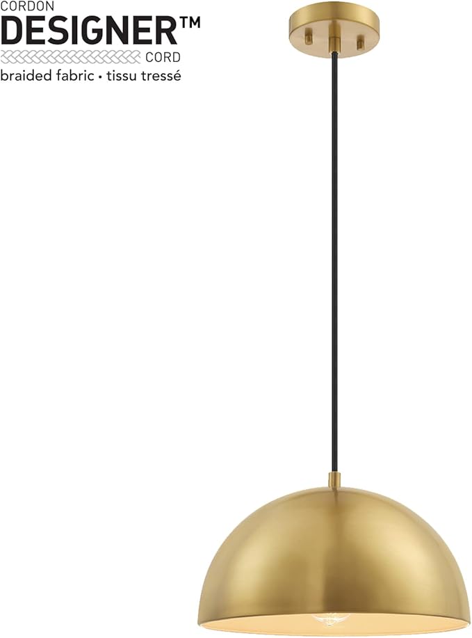 Globe Electric 65826 Hazel 1-Light Pendant Lighting, Matte Brass, Bulb Not Included