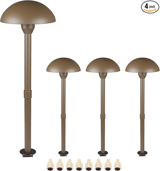 Lumina Lighting® Low Voltage Landscape Lighting Cast-Aluminum Path and Area Light Warm White 3W G4 LED Bulb and ABS Ground Stake Included for Yard Walkway Lawn PAL0107-BZLED4 (Bronze, 4-Pack)