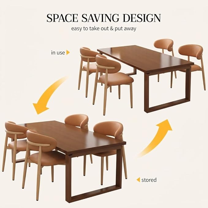 Kitchen Dining Chairs Set of 2 Modern Upholstered Leather Farmhouse Dining Room Chair with Metal Legs, Brown/Original