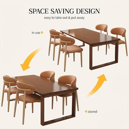 Kitchen Dining Chairs Set of 2 Modern Upholstered Leather Farmhouse Dining Room Chair with Metal Legs, Brown/Original