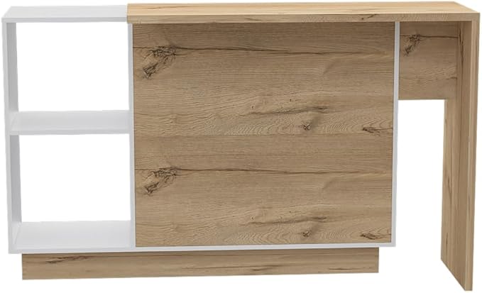 6 Shelf 6 Door 2 Kitchen Set, Kitchen Island and Cabinet White and Light Oak