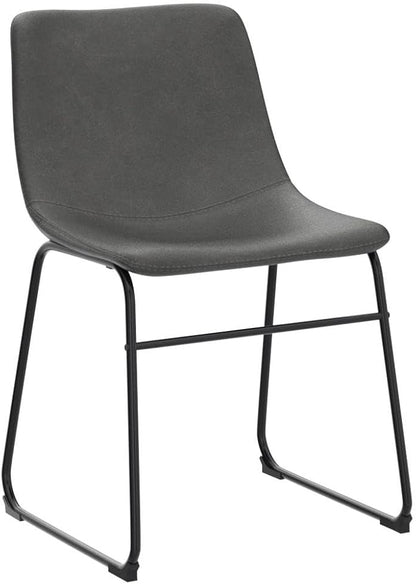 LEMBERI Faux Leather Dining Chairs Set of 2, 18 Inch Modern Kitchen Dining Room Chairs with Backrest and Metal Legs, Comfortable Upholstered Seat, Grey
