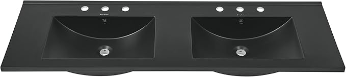 60 inch Vanity Top Bathroom Sink in Matte Black with 3 Holes