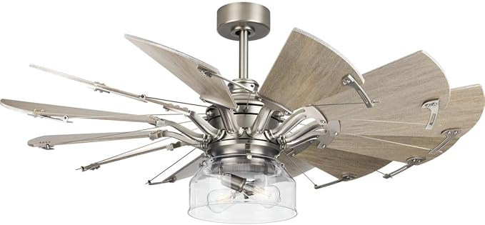 Progress Lighting Clear Glass Ceiling Fan Light Kit for Springer Collection 52 Inch Ceiling Fans, Includes 2 Light Bulbs, Antique Nickel