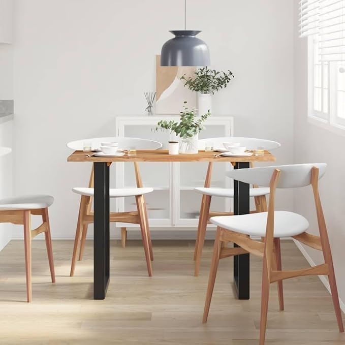 43.3"x19.7"x29.9" Acacia Wood Dining Table, Iron Legs, Seats 4, Industrial Rustic