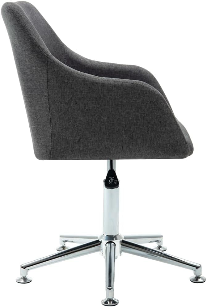 Dark Grey Fabric Height-Adjustable Swivel Dining Chair with Padded Armrests, Modern Contemporary Style for Kitchen Living Room Home Office