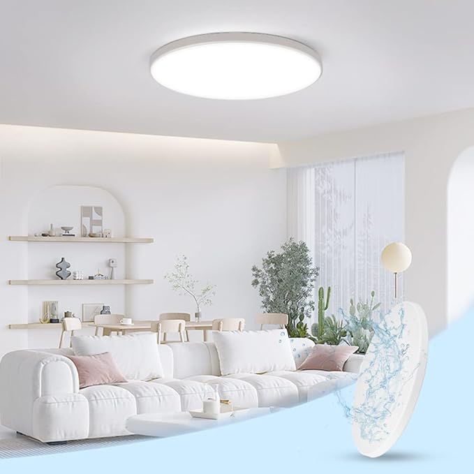CHENBEN LED Flush Mount Ceiling Light Fixture,24W IP44 Shower Ceiling Light 11 Inch Waterproof Lights for Shower,7200K 2800LM Super Bright Kitchen Lighting Fixtures Ceiling for Bathroom Bedroom