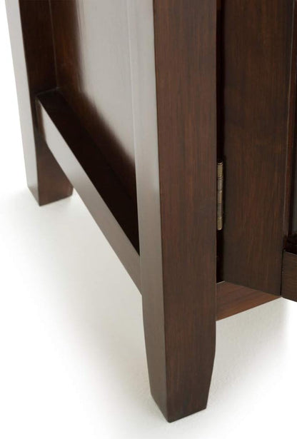 SIMPLIHOME Artisan Storage Cabinet - 30 inch Wide Solid Wood Low Storage Cabinet in Russet Brown, Contemporary Accent Cabinet for Living Room or Dining Room with Glass Doors and Adjustable Shelves