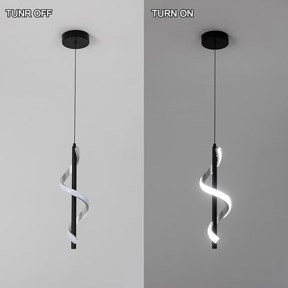 CANEOE Creative Led Pendant Light, 5500K Spiral Modern Modern Led Kitchen Island Light Fixture, 47In Adjustable Height Pendant Lighting for Kitchen Sink Living Room Dining Room Bedroom,1 Pack