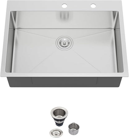 30 Drop In Kitchen Sink - Beslend 30x22 Inch Kitchen Sink Drop In Stainless Steel Sinks Topmount 16 Gauge 9" Deep Single Bowl Above Counter Sinks Dish Basin, Sink Only