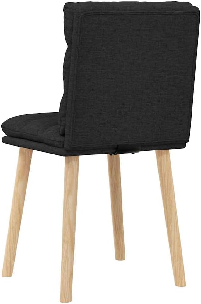 Modern Dining Chair Set of 2 Black Upholstered Side Chairs with Solid Rubber Wood Legs 16.3 in Seat Depth Compact 8.4x6.9x13.3 in for Kitchen Dining Room Living Room