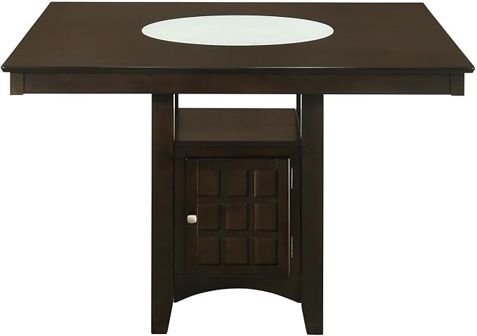 HomeStock Counter Height Dining Table - Square Kitchen Table with Storage - Cappuccino Finish