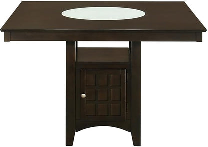 HomeStock Counter Height Dining Table - Square Kitchen Table with Storage - Cappuccino Finish