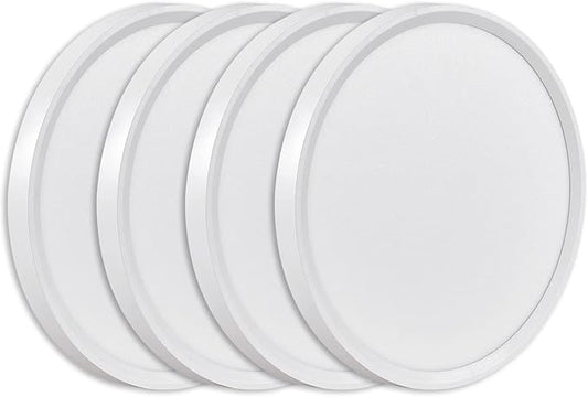 4PK 9 Inch LED Flush Mount Ceiling Light, 18W, 1860LM, 3000K/4000K/6000K CCT Selectable, Round Flat Panel Low Profile Ceiling Light Fitures for Hallway, Kitchen, Bedroom, Laundry Room
