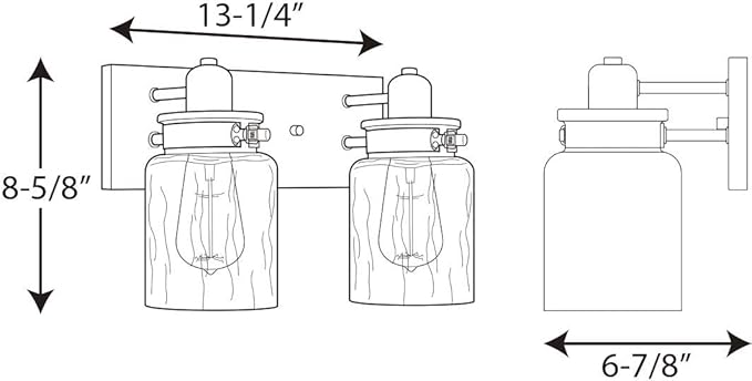 Progress Lighting P300046-009 Calhoun Collection Clear Glass Farmhouse Bath Vanity Light, 2-Light, Brushed Nickel