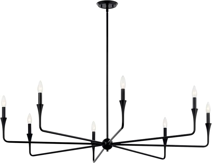 Kichler Alvaro 8-Light Chandelier, Soft Modern Light in Black, for Great Room or Large Living or Dining Room (23.25" x 50"), 52691BK