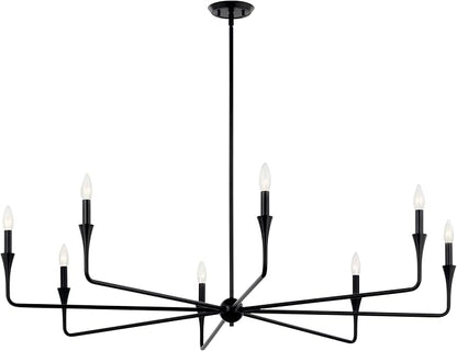 Kichler Alvaro 8-Light Chandelier, Soft Modern Light in Black, for Great Room or Large Living or Dining Room (23.25" x 50"), 52691BK