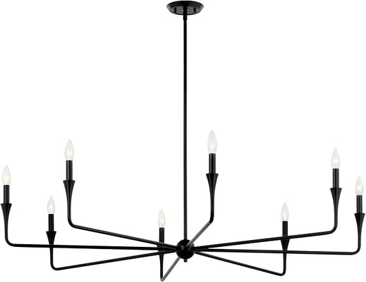Kichler Alvaro 8-Light Chandelier, Soft Modern Light in Black, for Great Room or Large Living or Dining Room (23.25" x 50"), 52691BK