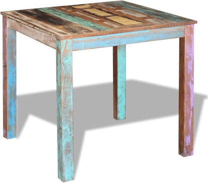 Small Dining Table 32.3 x 31.5 x 29.9 in Solid Reclaimed Wood Rectangular Vintage Kitchen Table Seats 4 Compact Rustic for Dining Room Small Spaces Apartment