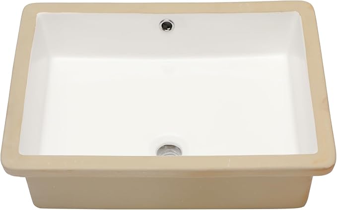 Mocoloo Bathroom Sink Undermount 22"x16" White Rectangle Porcelain Sink with Vertical Sides and Overflow Drain Under Counter Mount Ceramic Lavatory Vanity Sinks for Bathroom Hand Basin
