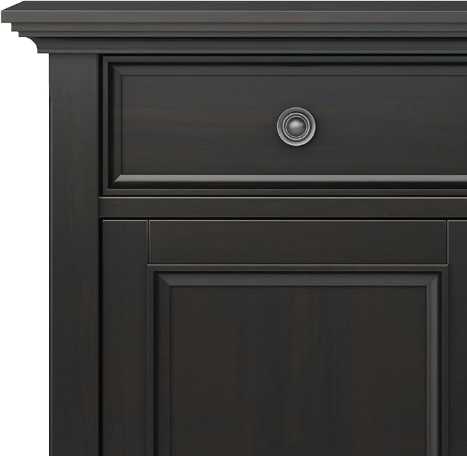 SIMPLIHOME Amherst 36-inch Wide Transitional-Style Storage Cabinet in Hickory Brown with Drawers and Adjustable Shelves for Entryway or Living Room