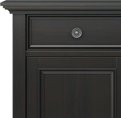 SIMPLIHOME Amherst 36-inch Wide Transitional-Style Storage Cabinet in Hickory Brown with Drawers and Adjustable Shelves for Entryway or Living Room