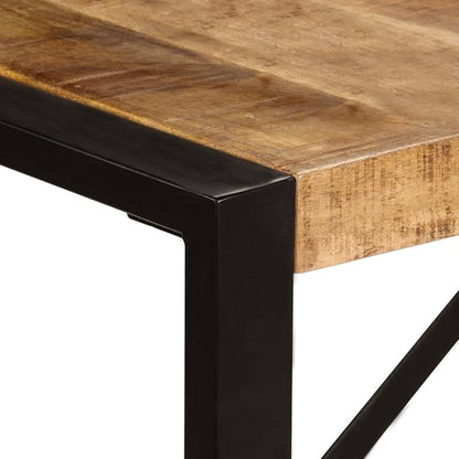 Industrial Style Solid Mango Wood Dining Table Large Rectangular Brown and Black Seats 8 Modern Dining Room Furniture for Family Meals