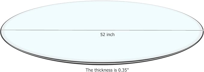 52" Tempered Glass Table Top Round Transparent Table Surface 3/8'' Thick Pencil Polished Edge Multipurpose for Dining, Coffee, Restaurant and End Table (52 inch)