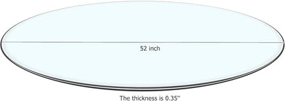 52" Tempered Glass Table Top Round Transparent Table Surface 3/8'' Thick Pencil Polished Edge Multipurpose for Dining, Coffee, Restaurant and End Table (52 inch)