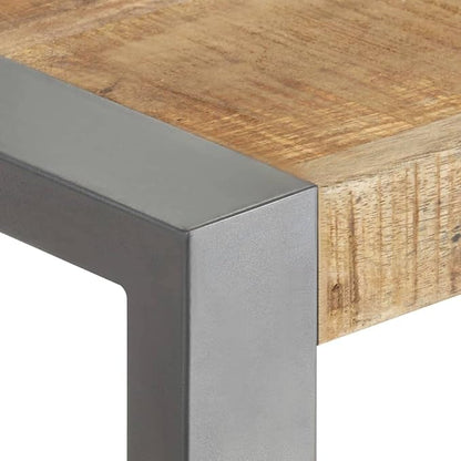 Solid Rough Mango Wood Square Dining Table Brown 27.6x27.6 Inch Industrial Style Small Kitchen Table for Dining Room Indoor Furniture
