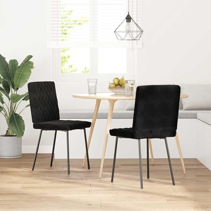 Modern Black Velvet Dining Chairs Set of 2 with Metal Wood Frame - Soft Comfortable Accent Chairs for Dining Room Kitchen Living Room Furniture